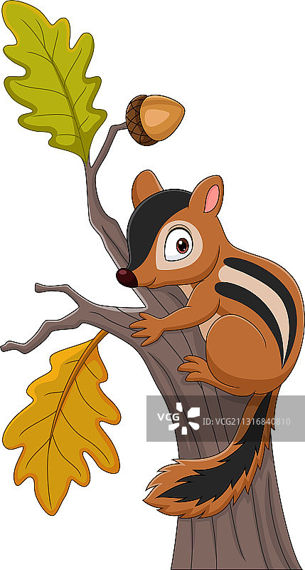 卡通花栗鼠爬树图片素材