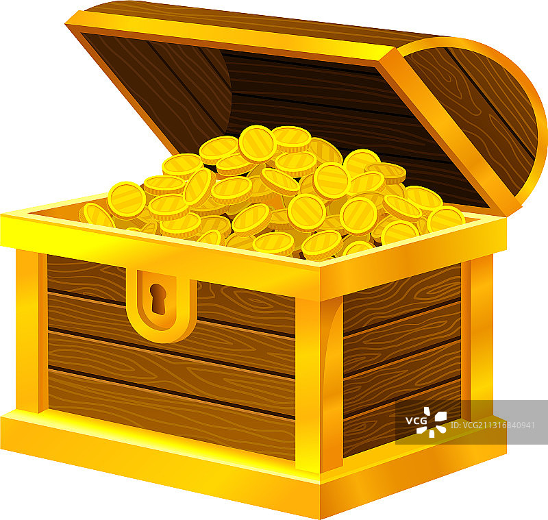 装满金币的打开的木箱图片素材