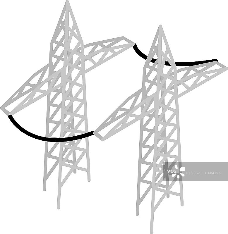 电力线图标2.5D风格图片素材