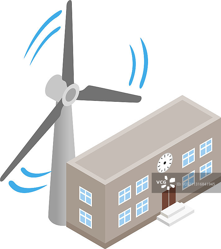 风力发电场2.5D风格图标图片素材