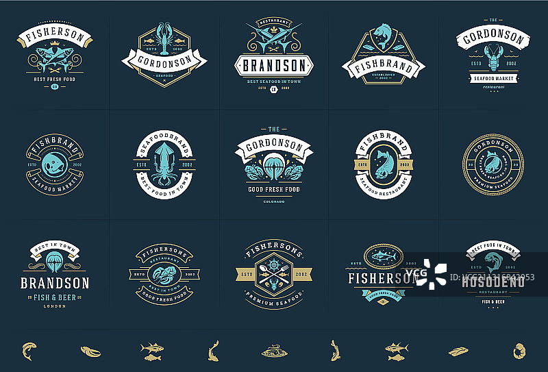 海鲜标志或标牌合集图片素材