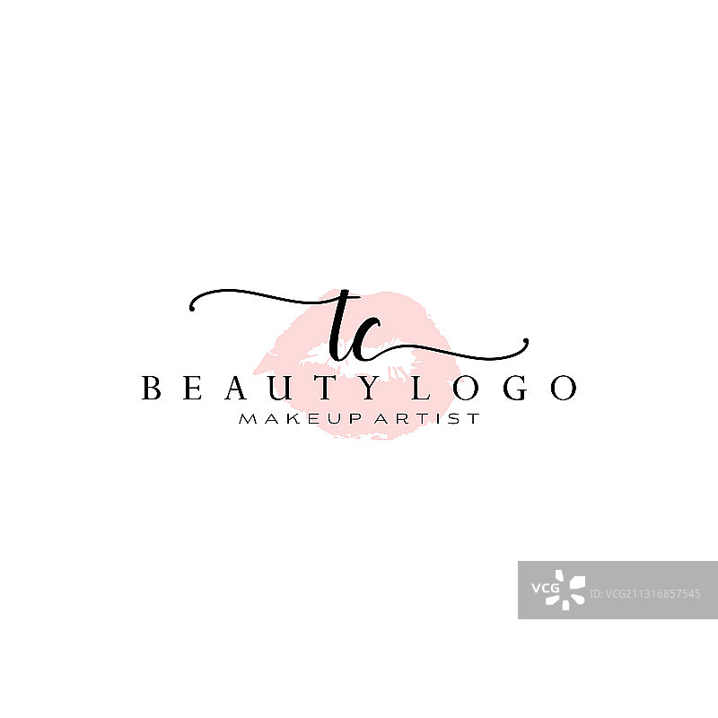 字母TC水彩嘴唇预制标志设计图片素材