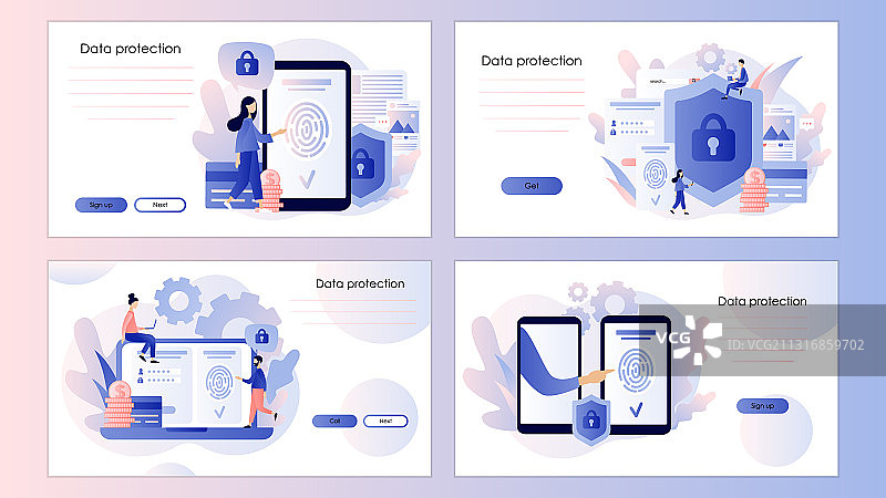 数据保护概念扫描指纹图片素材