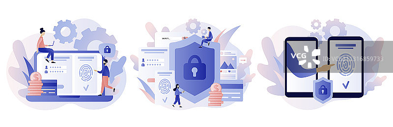 数据保护概念扫描指纹图片素材