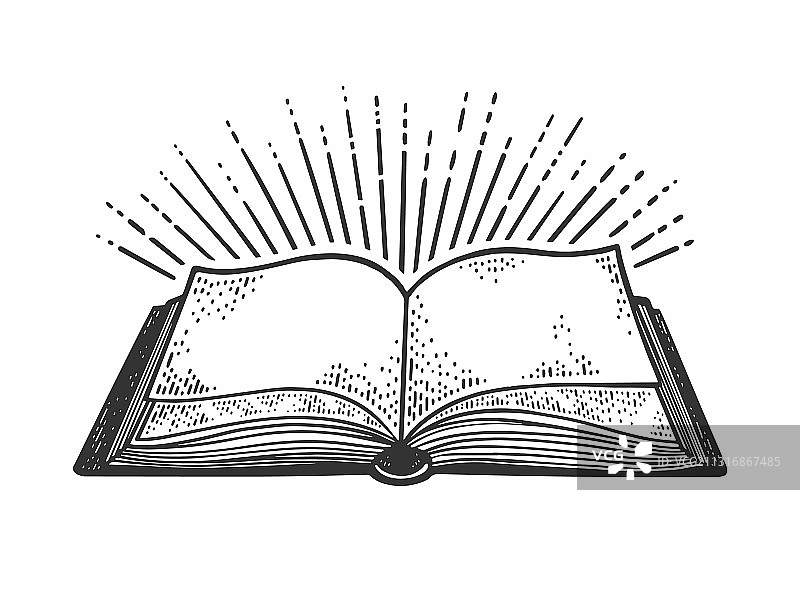 书籍与光线素描图片素材