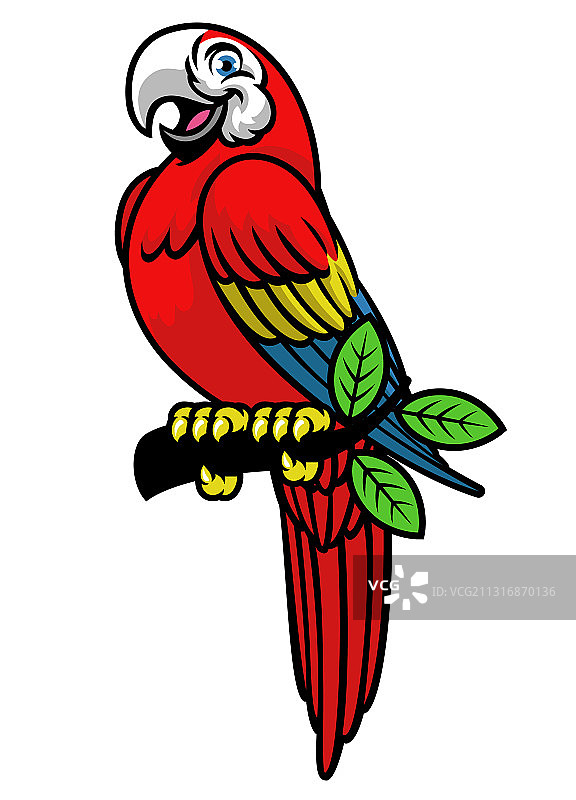 快乐的斯嘉丽金刚鹦鹉吉祥物标志图片素材