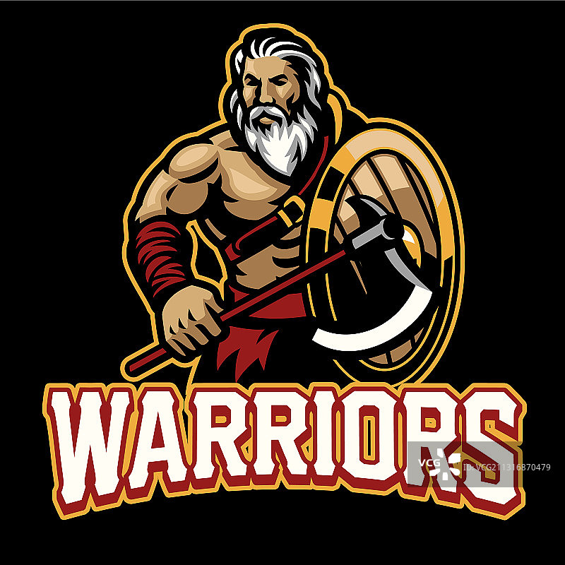 持盾和斧头的战士吉祥物图片素材