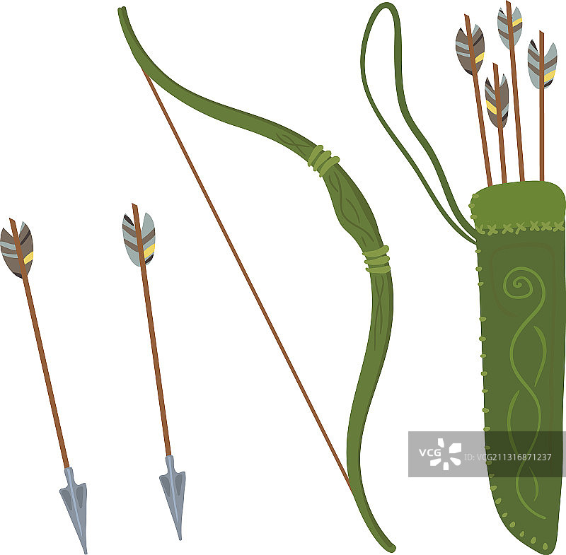 绿色弓和箭袋图片素材