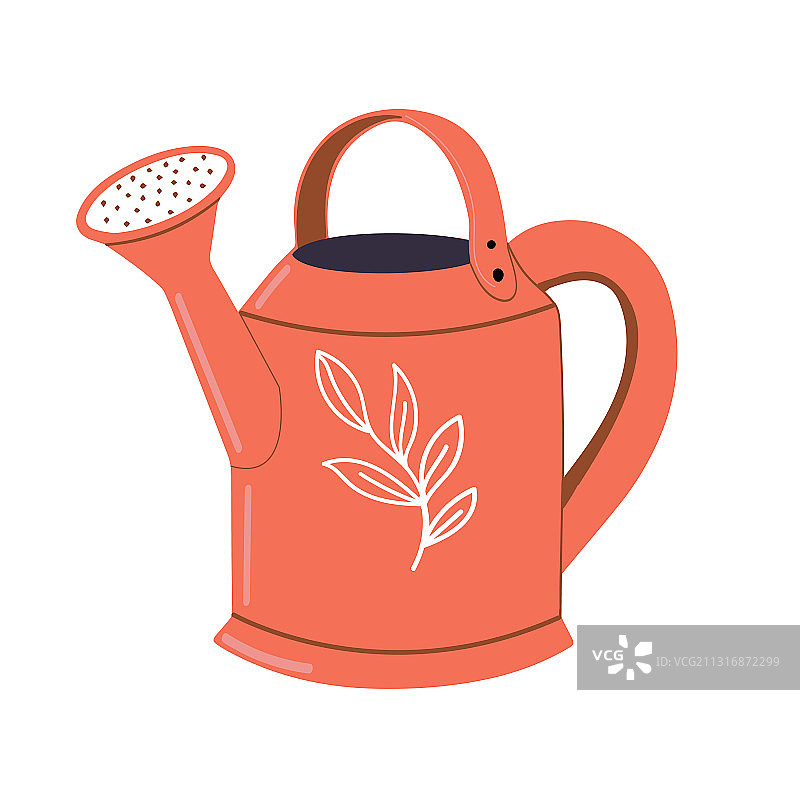 红色金属洒水壶园艺工具图片素材