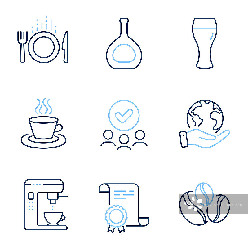 咖啡浆果豆茶杯和啤酒杯图标图片素材