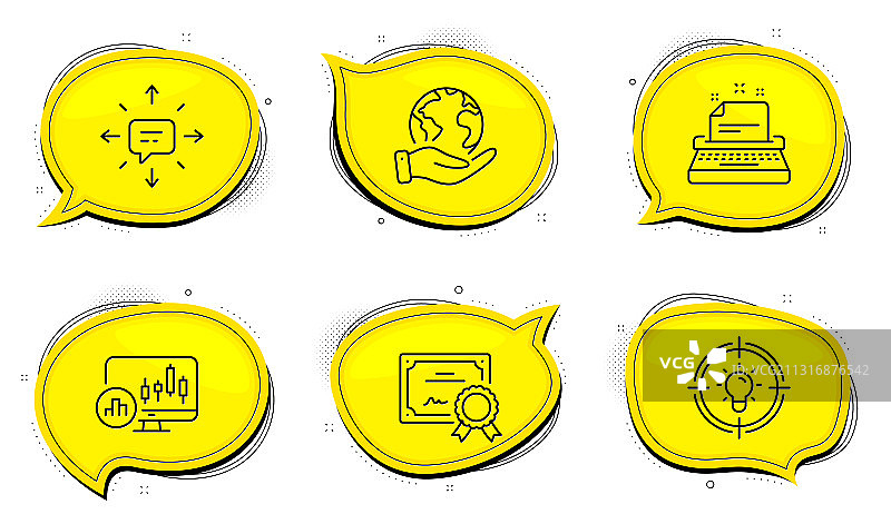 打字机、烛台图和短信图标图片素材