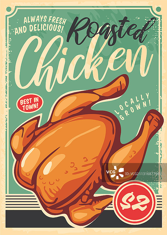 复古风格烤鸡海报图片素材