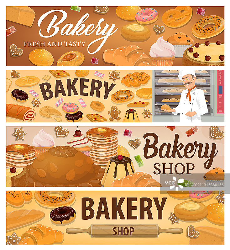 面包烘焙产品和甜点banner图片素材