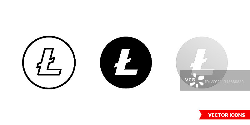 莱特币图标三种类型颜色黑白图片素材