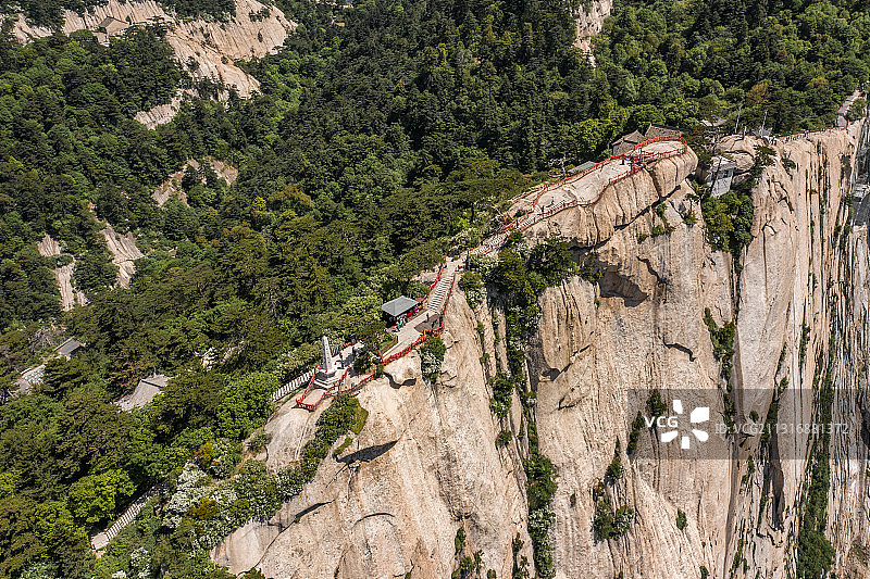 华山西峰全景航拍图片素材