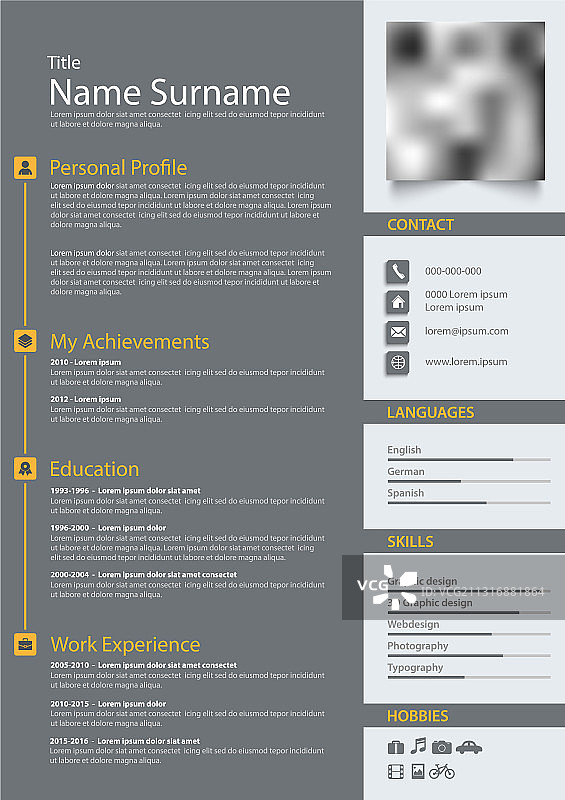 灰色个人简历图片素材