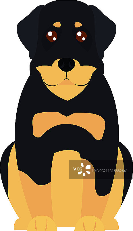 卡通罗威纳犬图标扁平风格图片素材