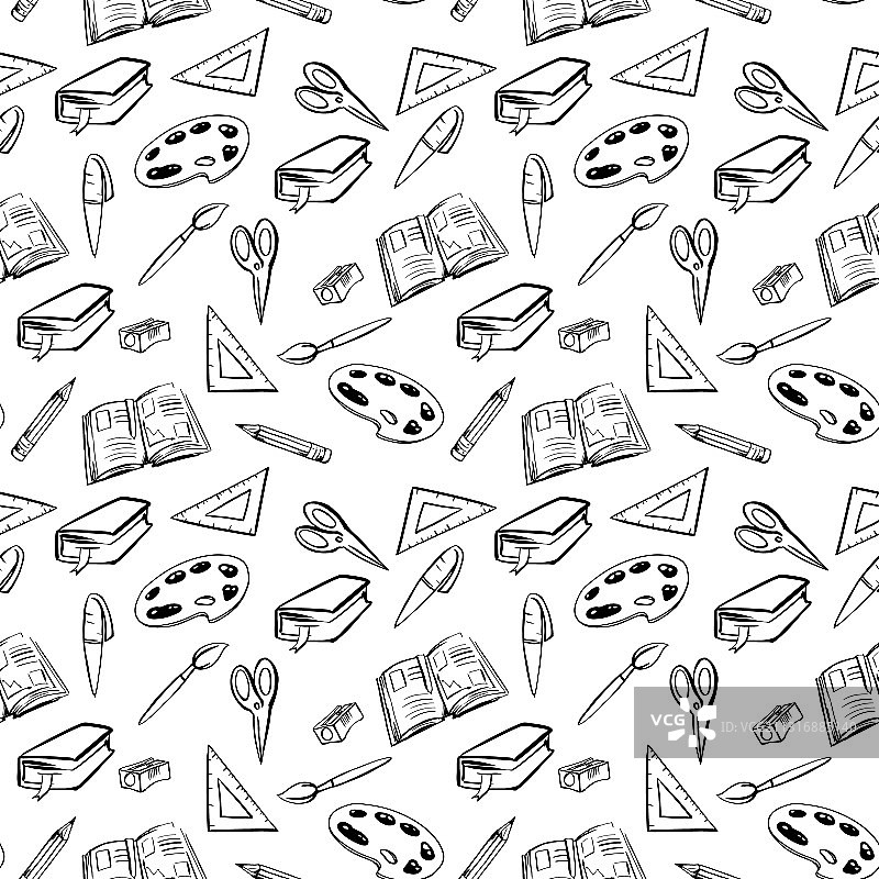 返校无缝调色板教科书图案图片素材
