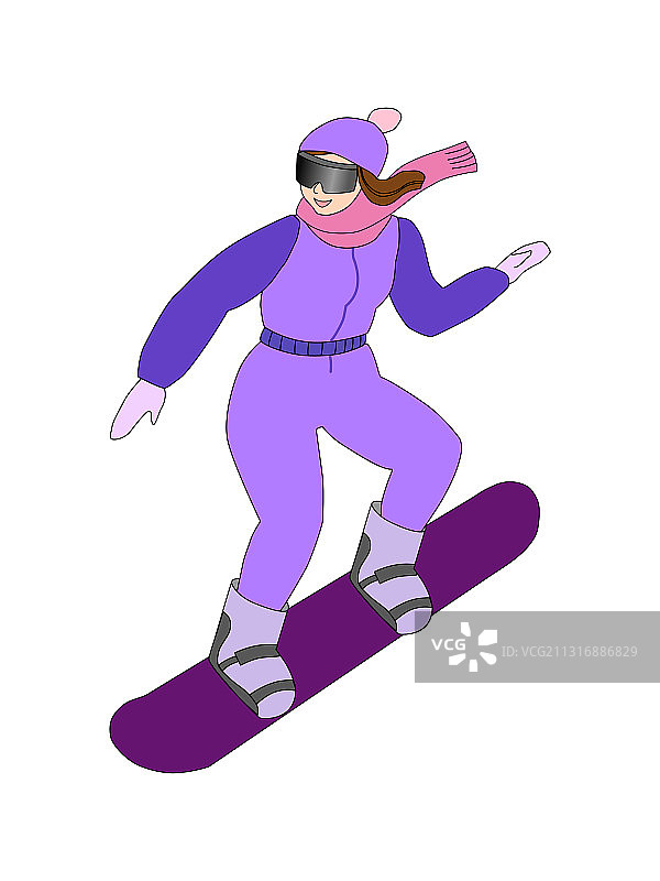 多彩的单板滑雪女人图片素材