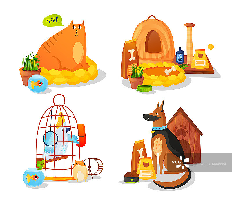 白色背景上的家畜和宠物设备图片素材