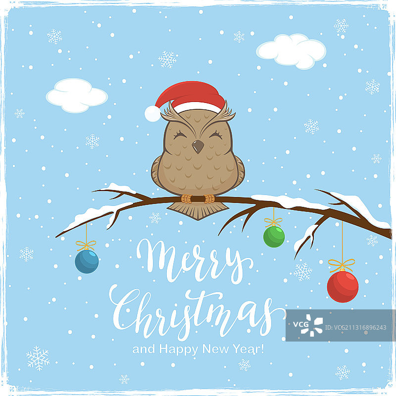 带有彩色球和“Merry”字样的猫头鹰图片素材