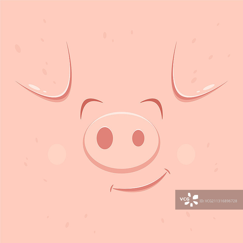带有可爱微笑猪脸的粉色卡片图片素材