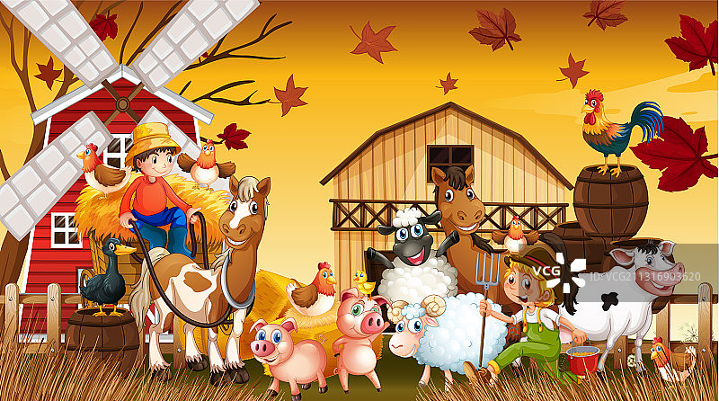 自然风光农场风车动物图片素材