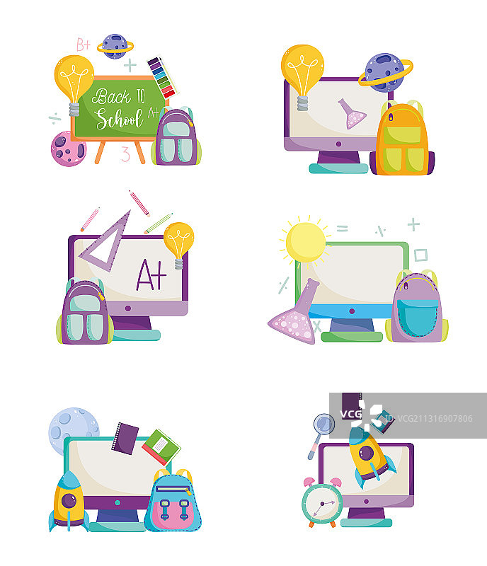 返校季在线电脑包黑板报图片素材