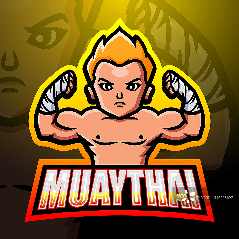 泰拳吉祥物电竞标志设计图片素材