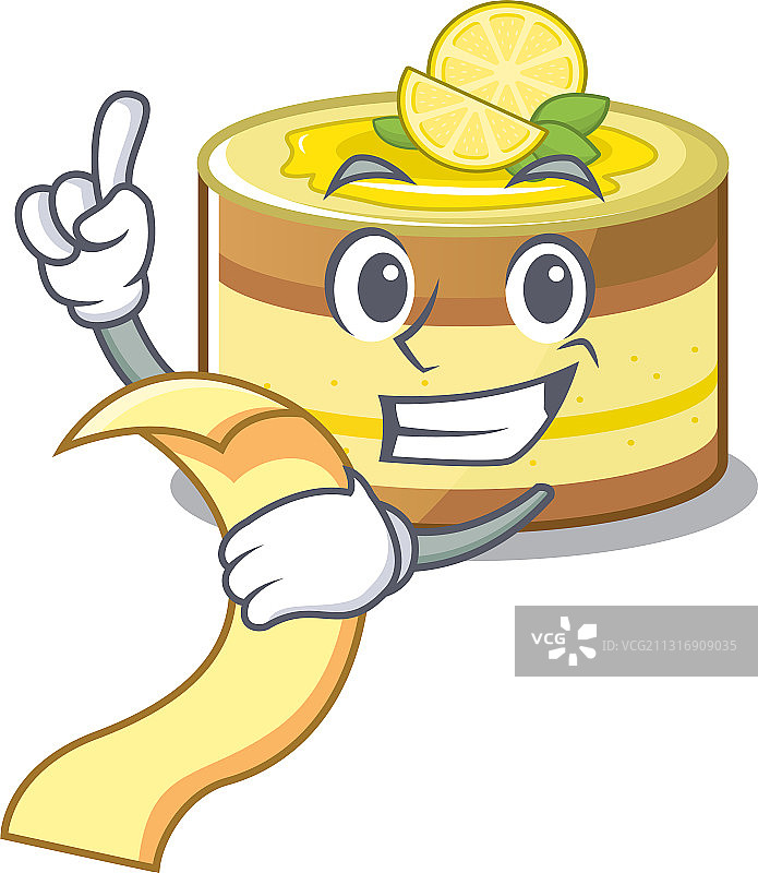 拿着柠檬蛋糕的有趣卡通人物图片素材