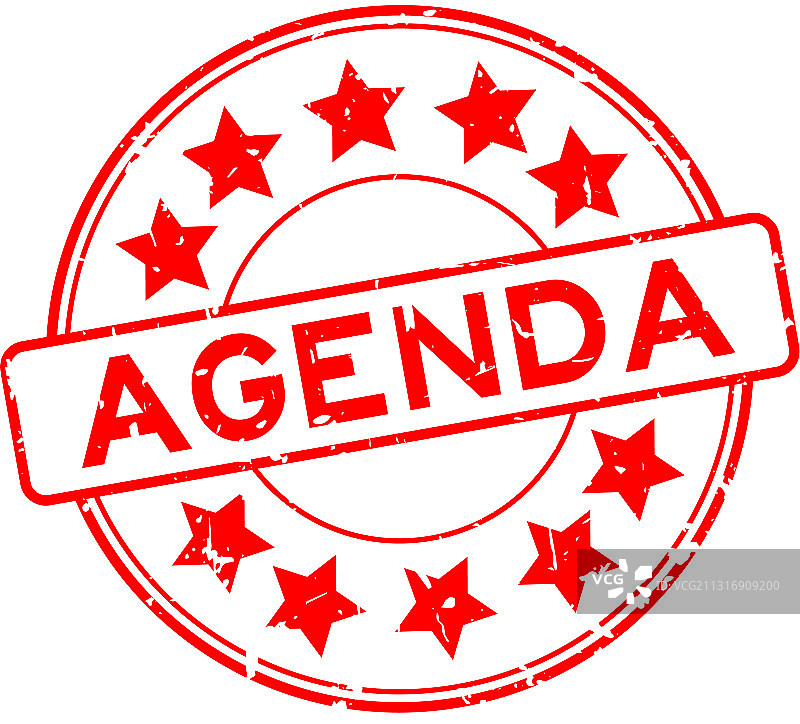 红色复古风格议程词，带星标橡胶印章图片素材