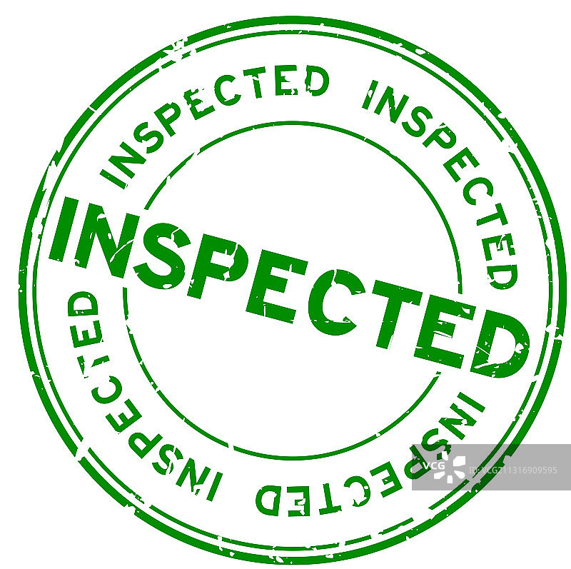 绿色复古检验合格圆形橡胶印章图片素材