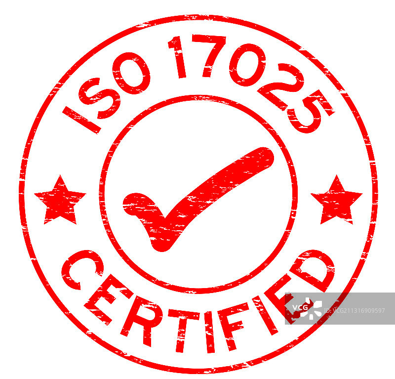红色Grunge风格的ISO 17025认证标志图片素材