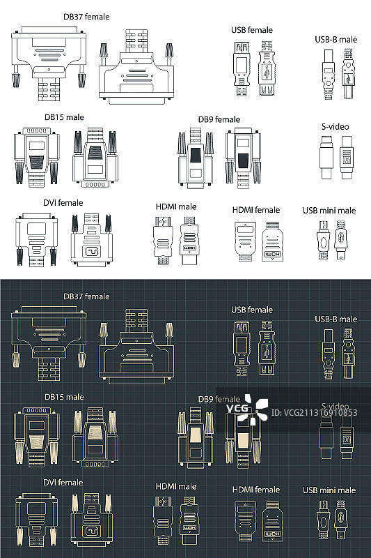 界面插头和插座蓝图图片素材