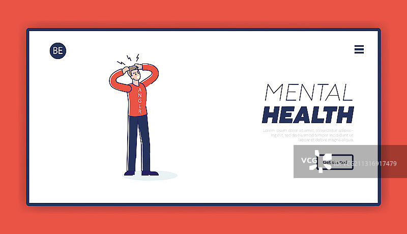 愤怒的男人心理健康落地页图片素材