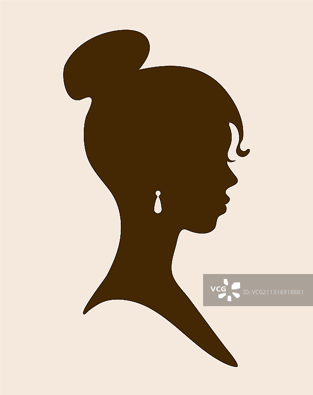 戴耳饰的女性轮廓图片素材