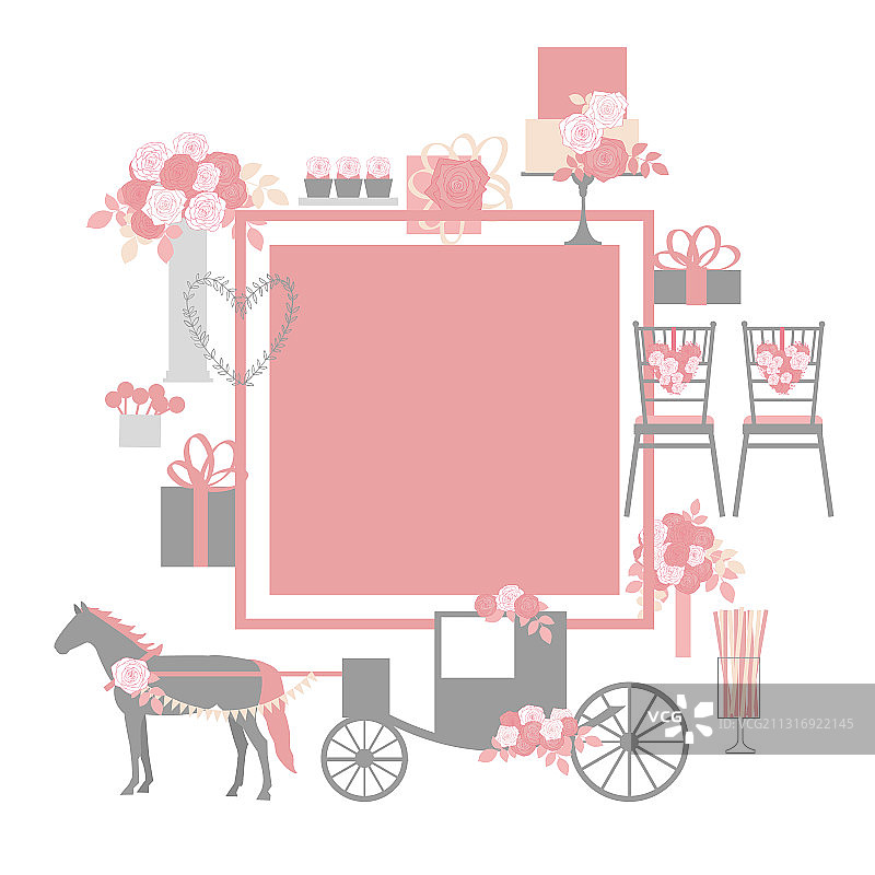 婚礼马车鲜花蛋糕装饰图片素材