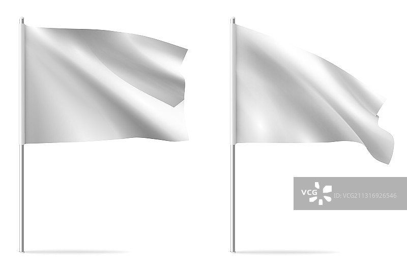 白色横向波浪旗帜模板图片素材