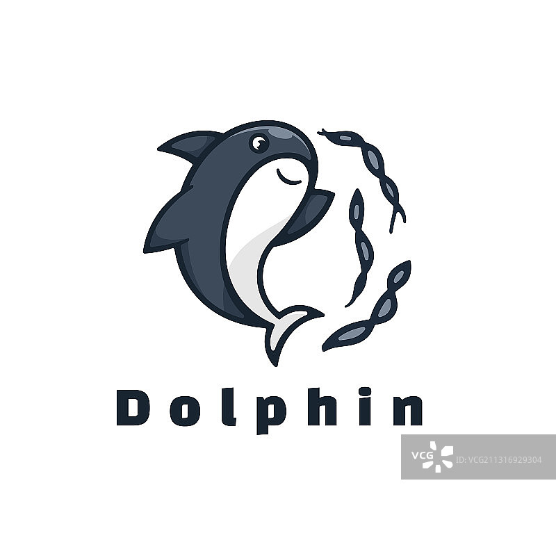 海豚吉祥物简约logo图片素材