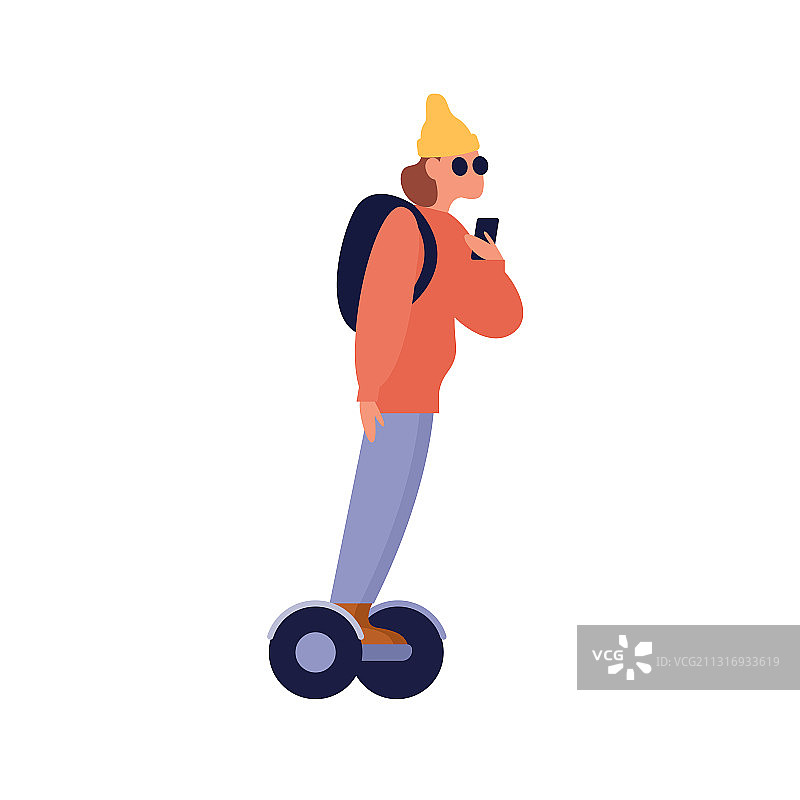 骑电动平衡车的现代女孩图片素材