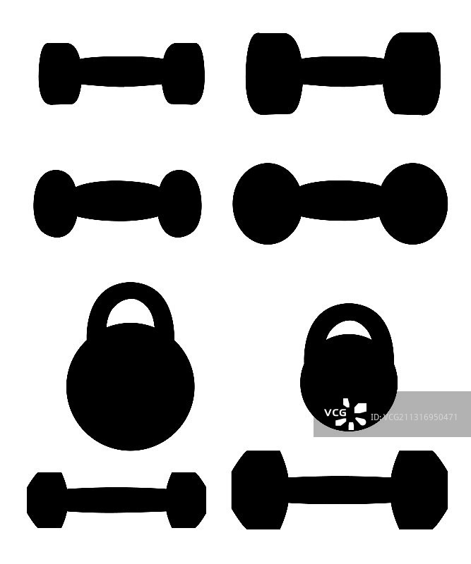 黑色剪影举重和哑铃训练图片素材