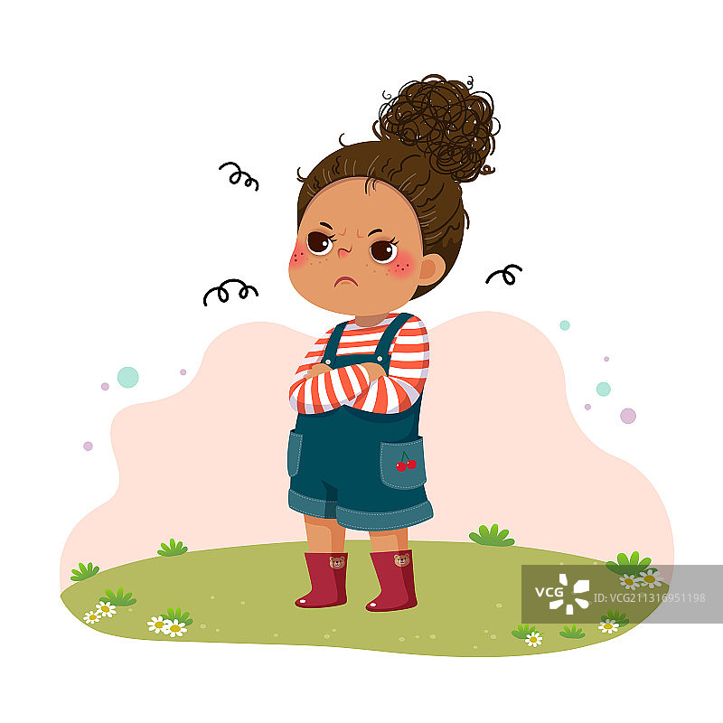 双手抱胸生气的女孩图片素材