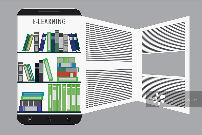 智能设备屏幕上的图书馆教育图片素材