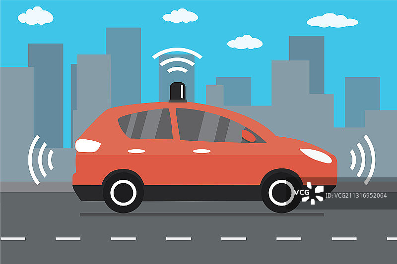 城市道路上的自动驾驶汽车图片素材