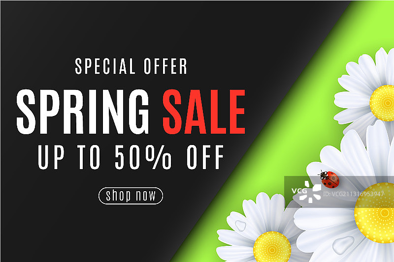 春季促销封面与瓢虫图片素材
