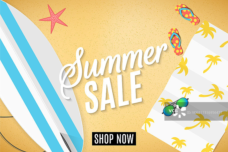 夏季促销海滩冲浪板网页banner图片素材