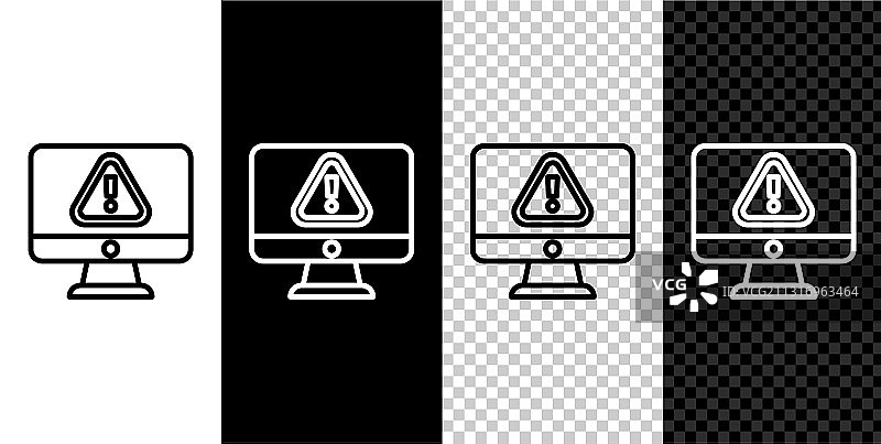线条电脑显示器与感叹号图片素材