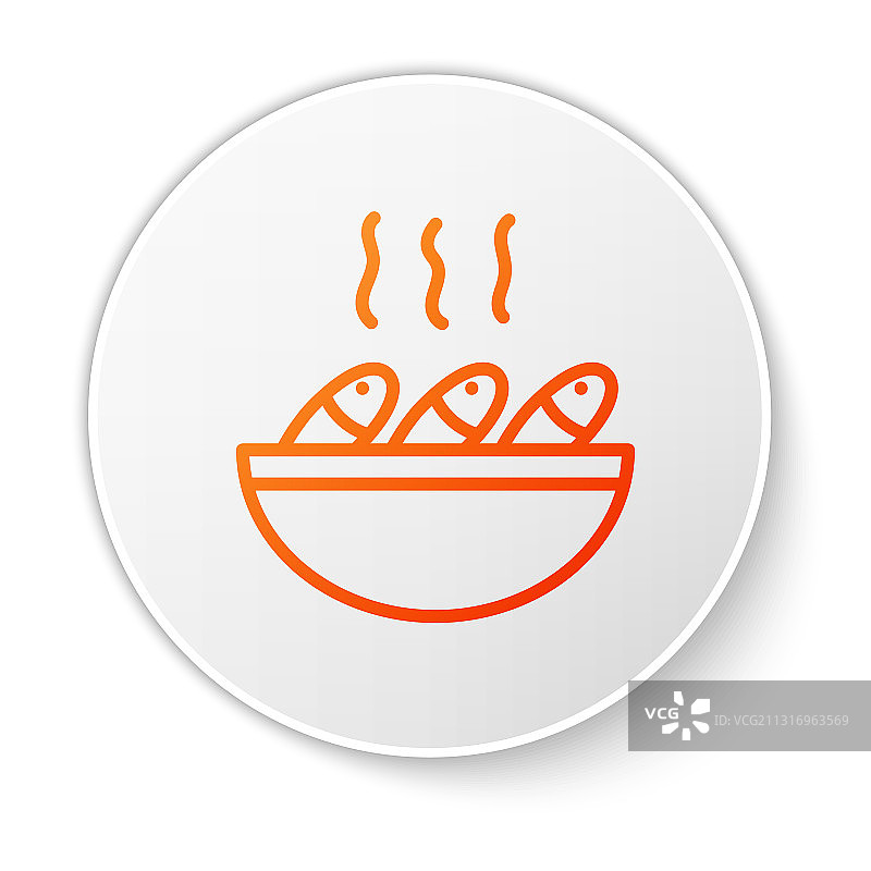 白色背景上的橙色线条鱼汤图标图片素材