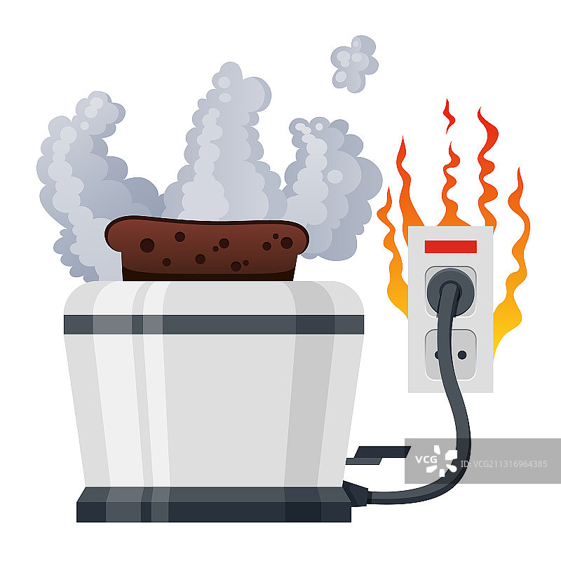 冒烟的破损烤面包机图片素材