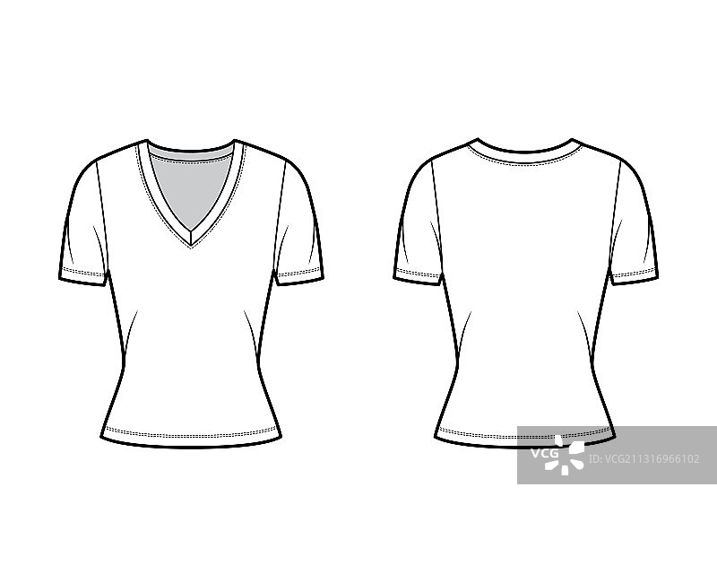 深V领运动T恤技术时尚图片素材
